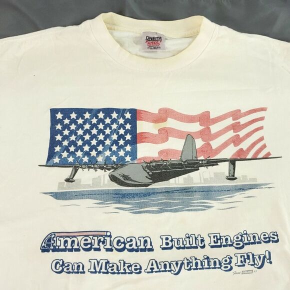 Vintage 93 Shirt Mens XXL American Airplane Faded Worn In Grunge Tee Made in USA - Picture 5 of 11